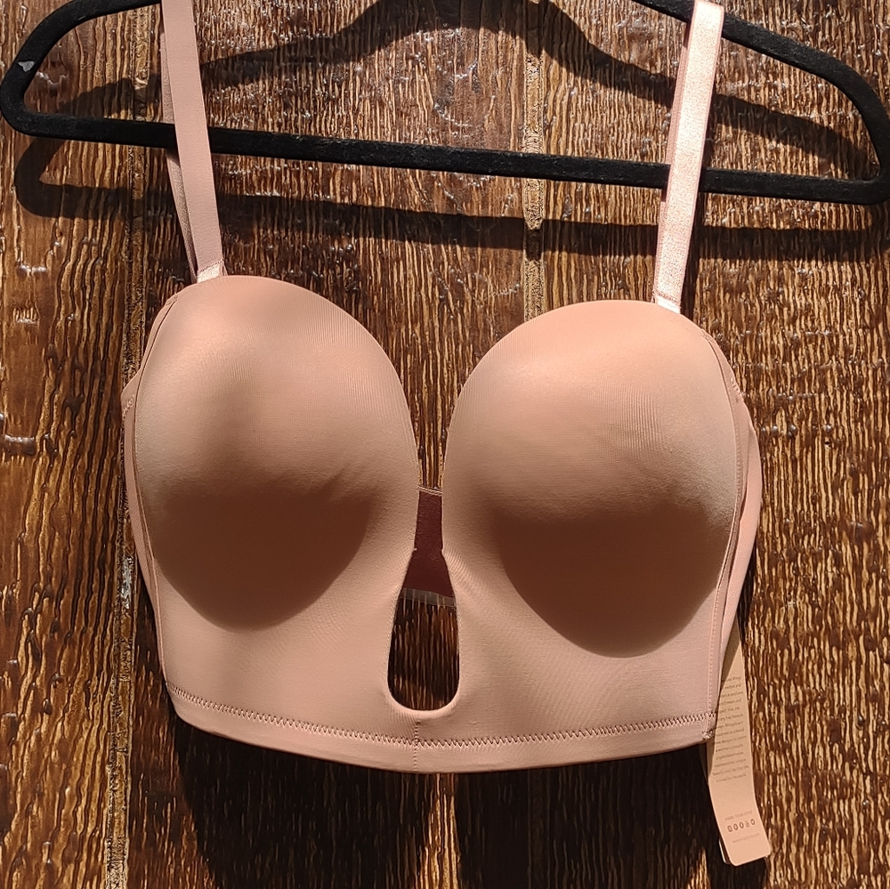 Wingslove Women's Deep V Pluless Bra Coffee 36D
